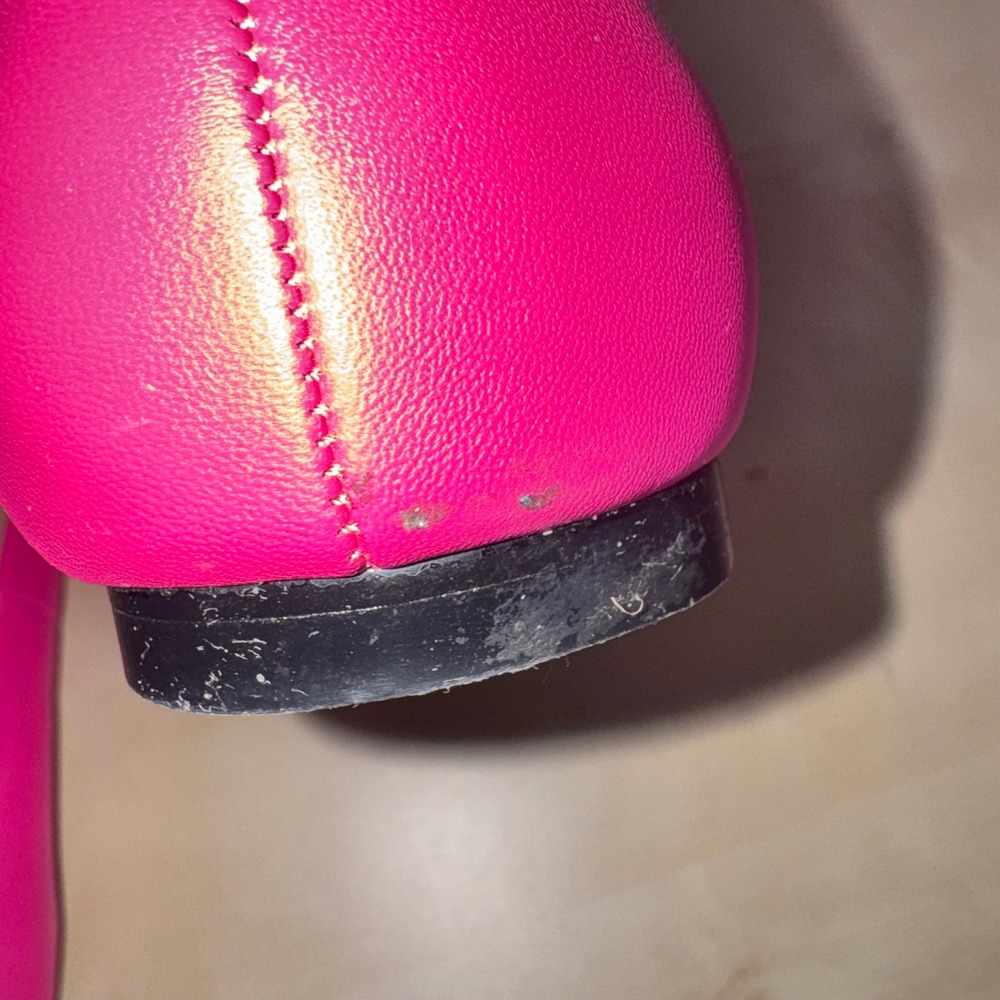 Talbots Hot Pink Leather Ballet Flats Pom Pom Detail Womens 8.5M Fuchsia Shoes - Picture 10 of 16